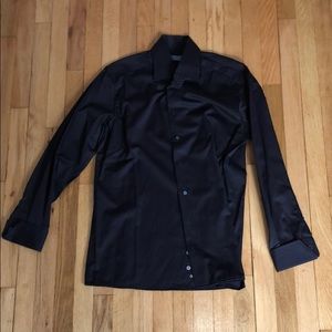 Men’s Eton Long-Sleeve Black Button-Down